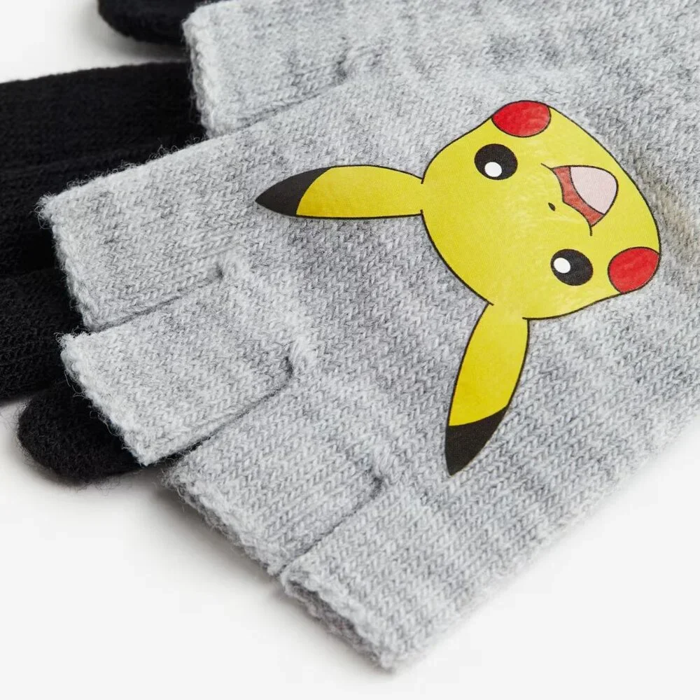 H&M Kids Toddler Pokémon gloves grey black NWT